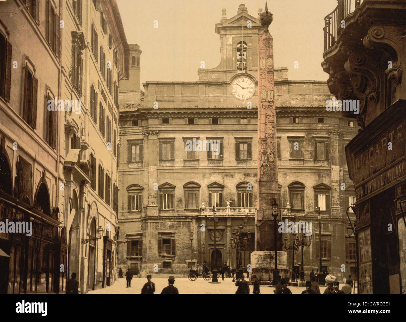 Piazza di Monte Citorio, Roma, Italia, tra ca. 1890 e ca. 1900., Italia, Roma, colore, 1890-1900 Foto Stock