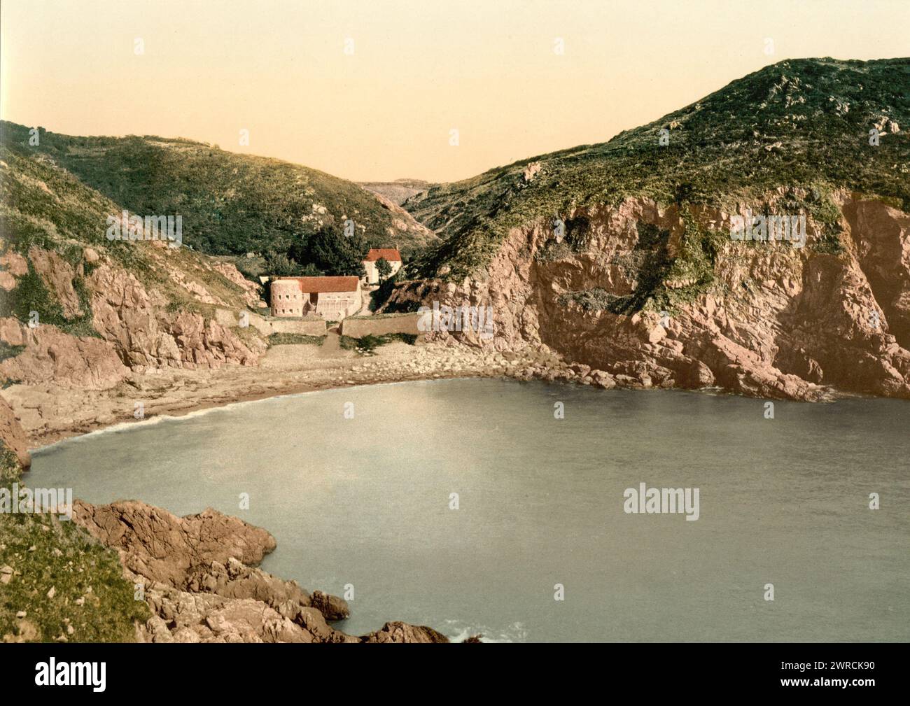 Guernsey, Petit Bot Bay, Isole del Canale, tra ca. 1890 e ca. 1900., Channel Islands, Guernsey, Color, 1890-1900 Foto Stock
