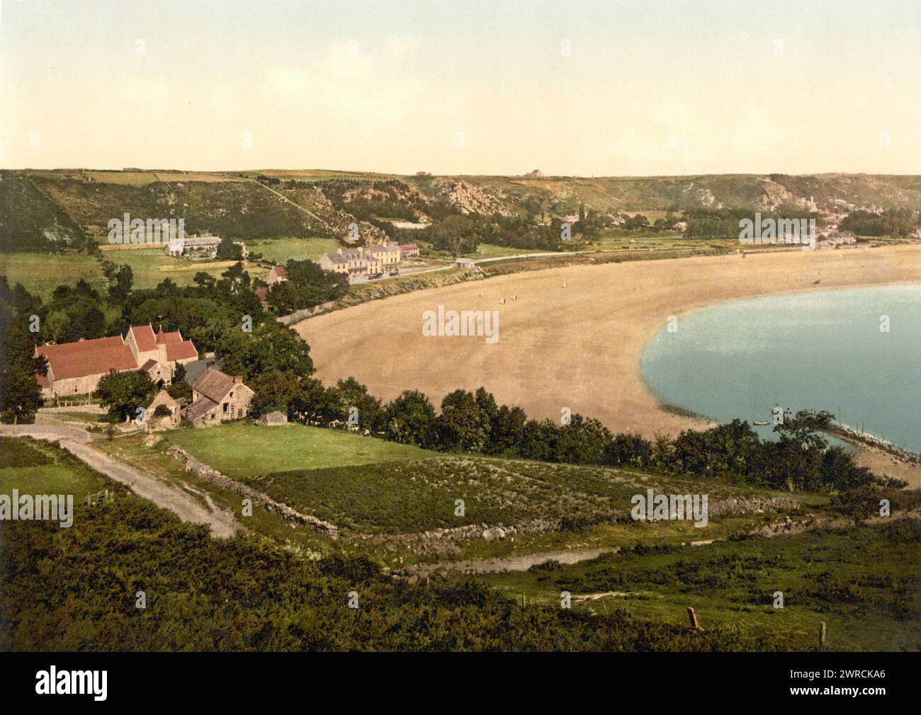 Jersey, Saint Brelades Bay, Isole del Canale, Inghilterra, tra ca. 1890 e ca. 1900., Channel Islands, Guernsey, Color, 1890-1900 Foto Stock