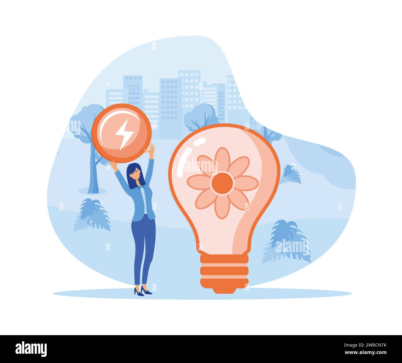 Economia circolare. Crescita economica sostenibile. illustrazione moderna vettoriale piatta Illustrazione Vettoriale