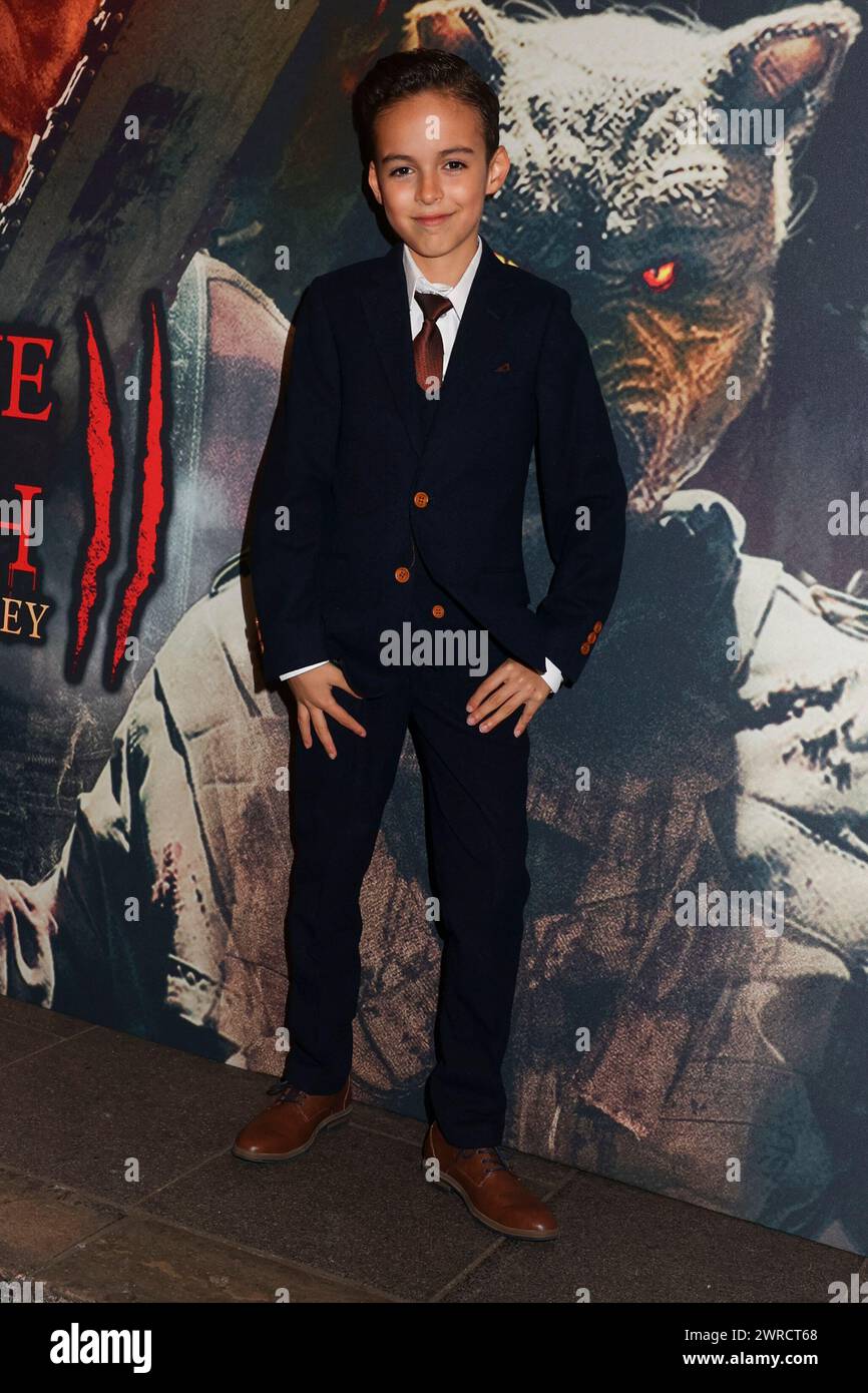 Londra, Regno Unito. 11 marzo 2024. Lucas Allermann partecipa alla prima di Winnie the Pooh: Blood and Honey 2 al Prince Charles Cinema di Leicester Square, Londra. (Foto di Cat Morley/SOPA Images/Sipa USA) credito: SIPA USA/Alamy Live News Foto Stock