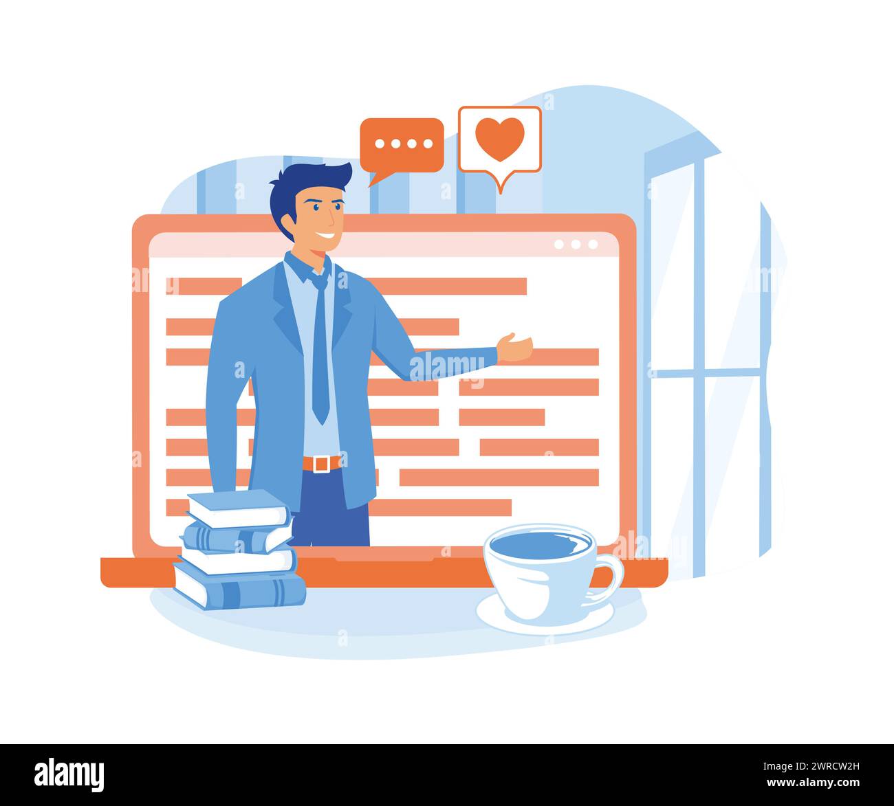 Concetto di formazione online. Istruzione remota. Master Class. illustrazione moderna vettoriale piatta Illustrazione Vettoriale