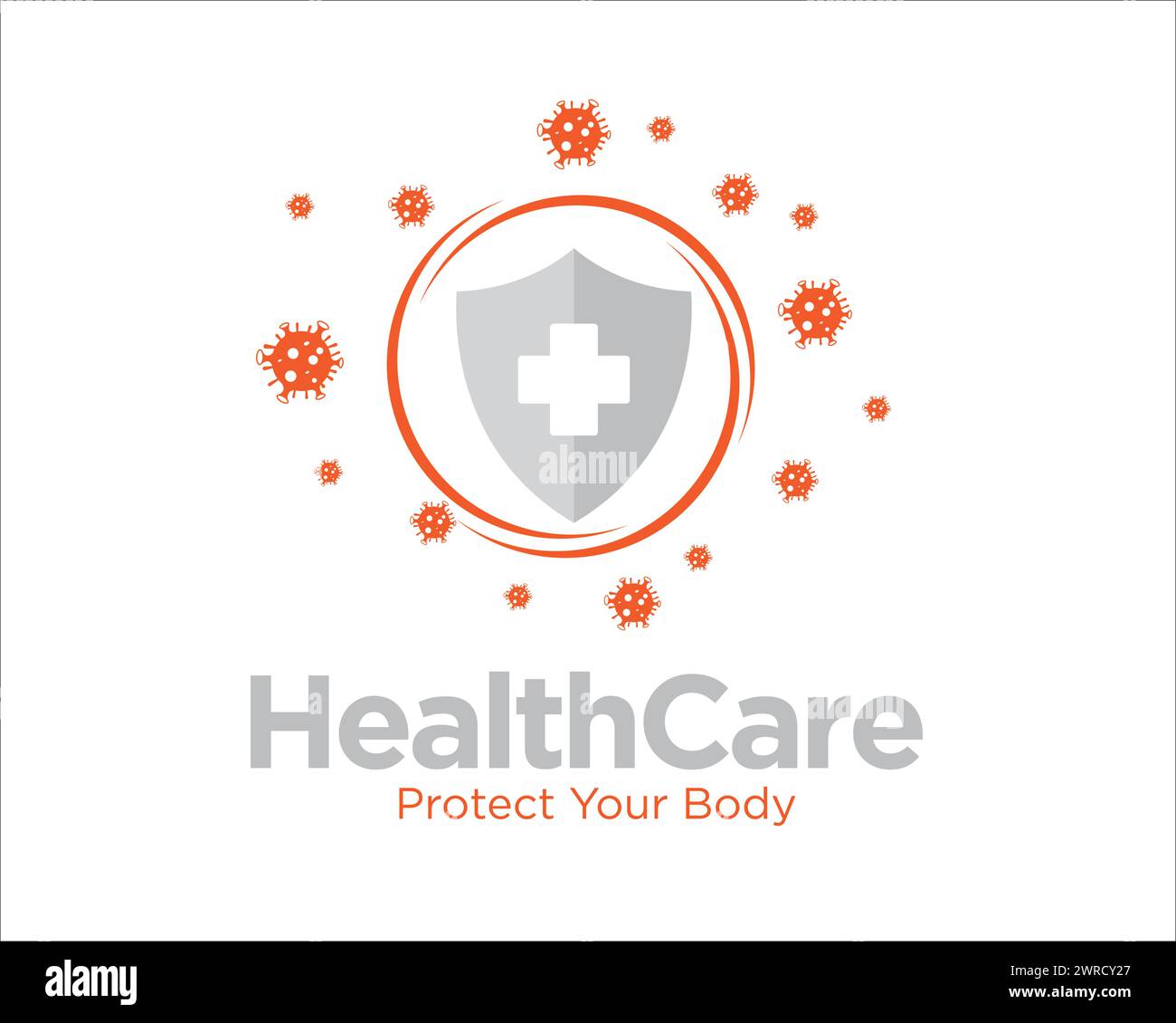 assistenza sanitaria da virus per logo di protezione medica Illustrazione Vettoriale