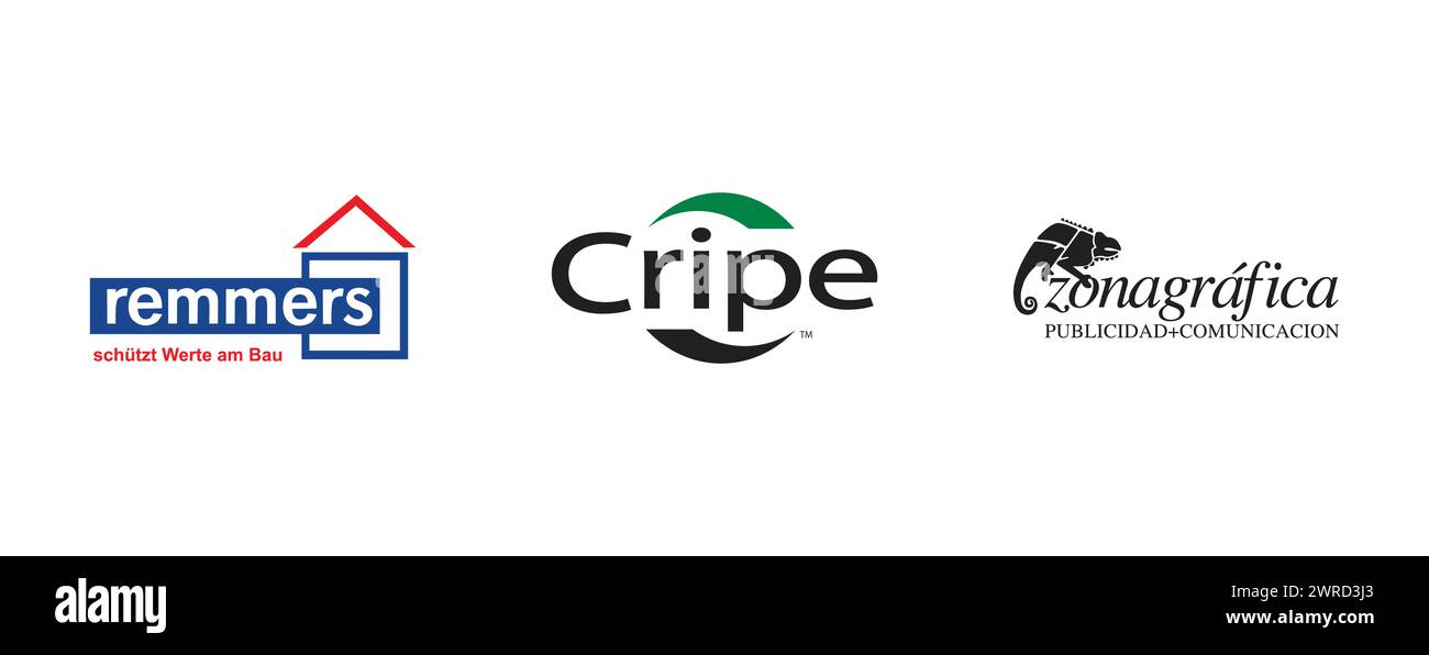 Cripe Architects + Engineers, zonagrafica, Remmers. Logo Arts e design vettoriale su sfondo isolato. Illustrazione Vettoriale