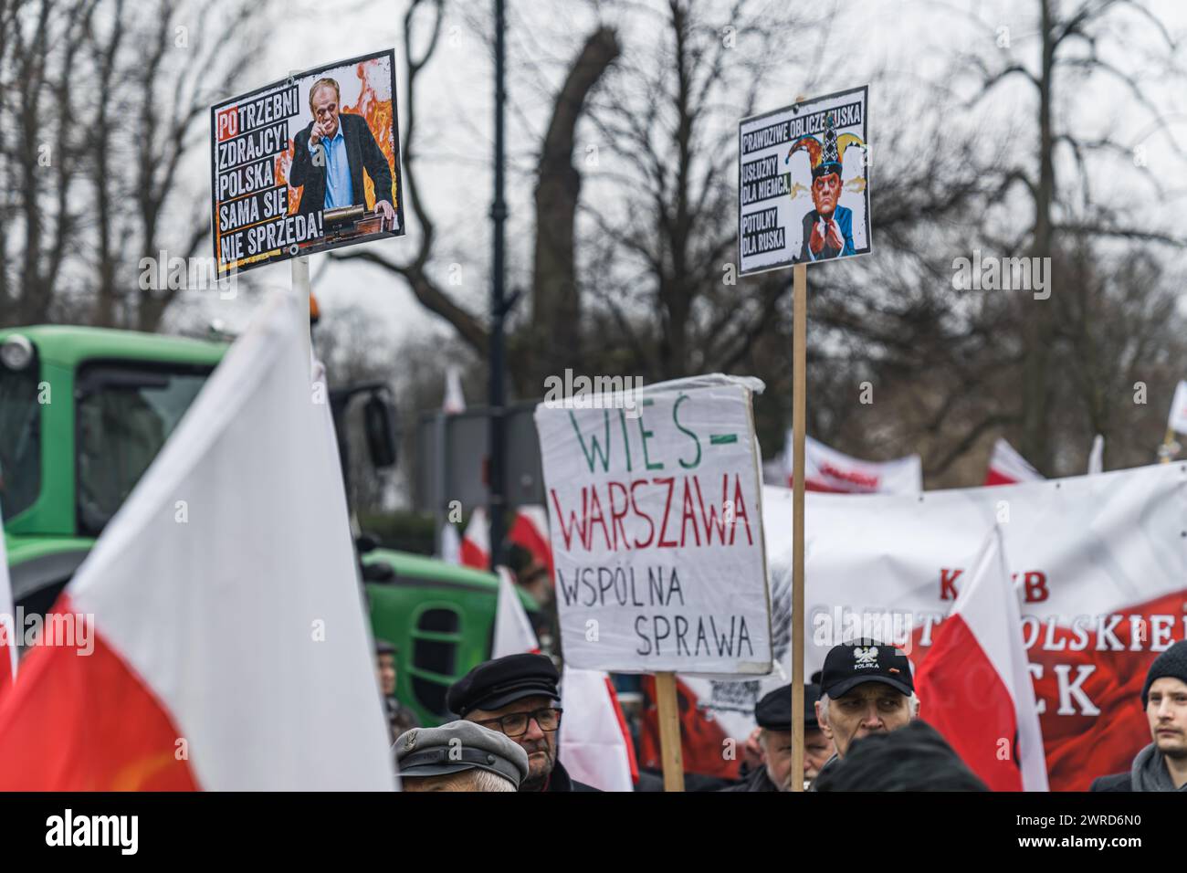 06.03.2024. Varsavia, Polonia. persone che organizzano dimostrazioni anti-governative. Foto di alta qualità Foto Stock