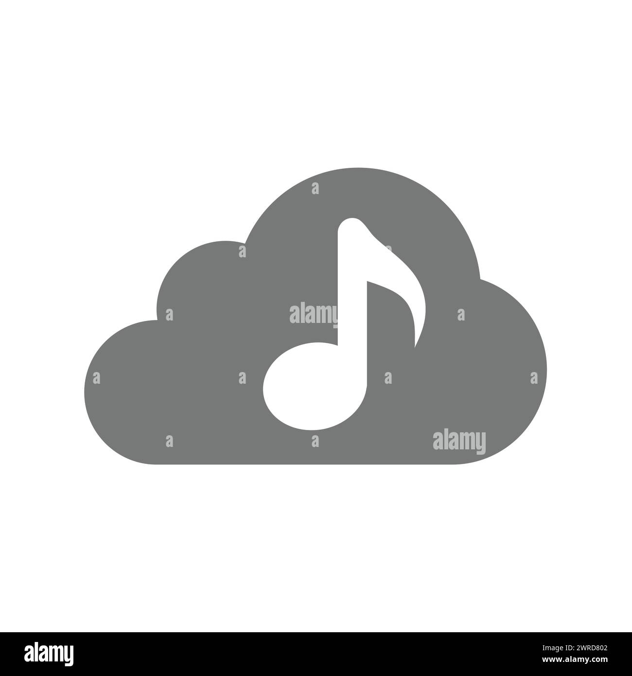 Icona vettoriale streaming cloud musicale. Simbolo di memorizzazione dei supporti Illustrazione Vettoriale