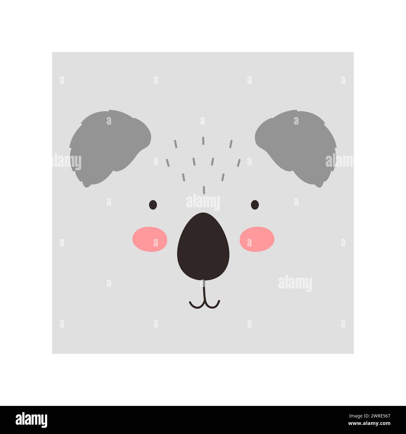 Semplice ritratto di koala. Grazioso ritratto della testa di animale, koala orso faccia piatta illustrazione Illustrazione Vettoriale