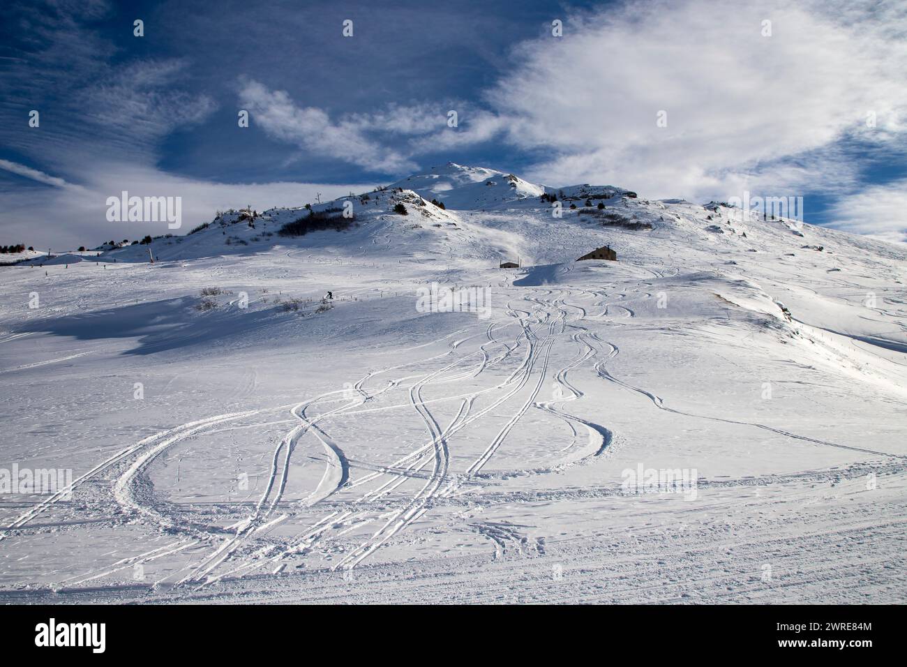 Vista sul Mont-Cenis, i massicci delle Alpi francesi Foto Stock