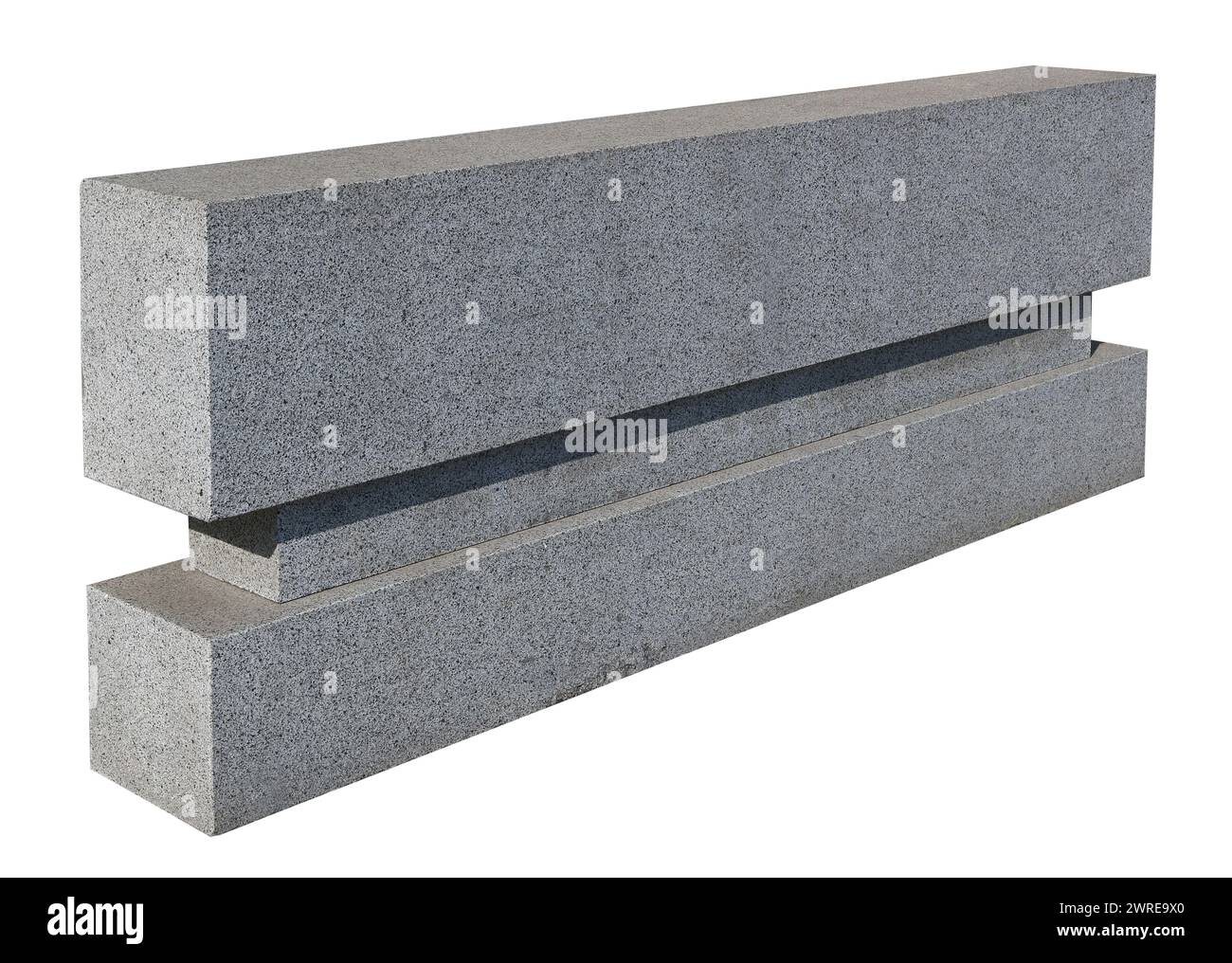 Il monumento è costituito da blocchi di granito naturale grigio. Isolato su bianco Foto Stock