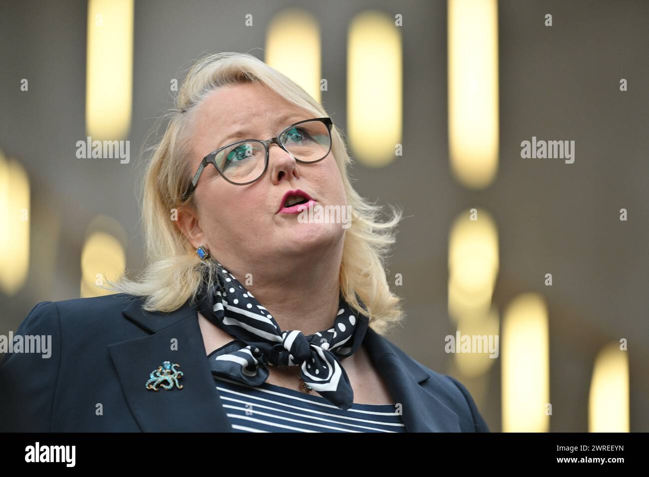 Edimburgo Scozia, Regno Unito 12 marzo 2024. Christina McKelvie MSP, ministro della politica in materia di droga e alcol, al Parlamento scozzese. credito sst/alamy notizie in diretta Foto Stock