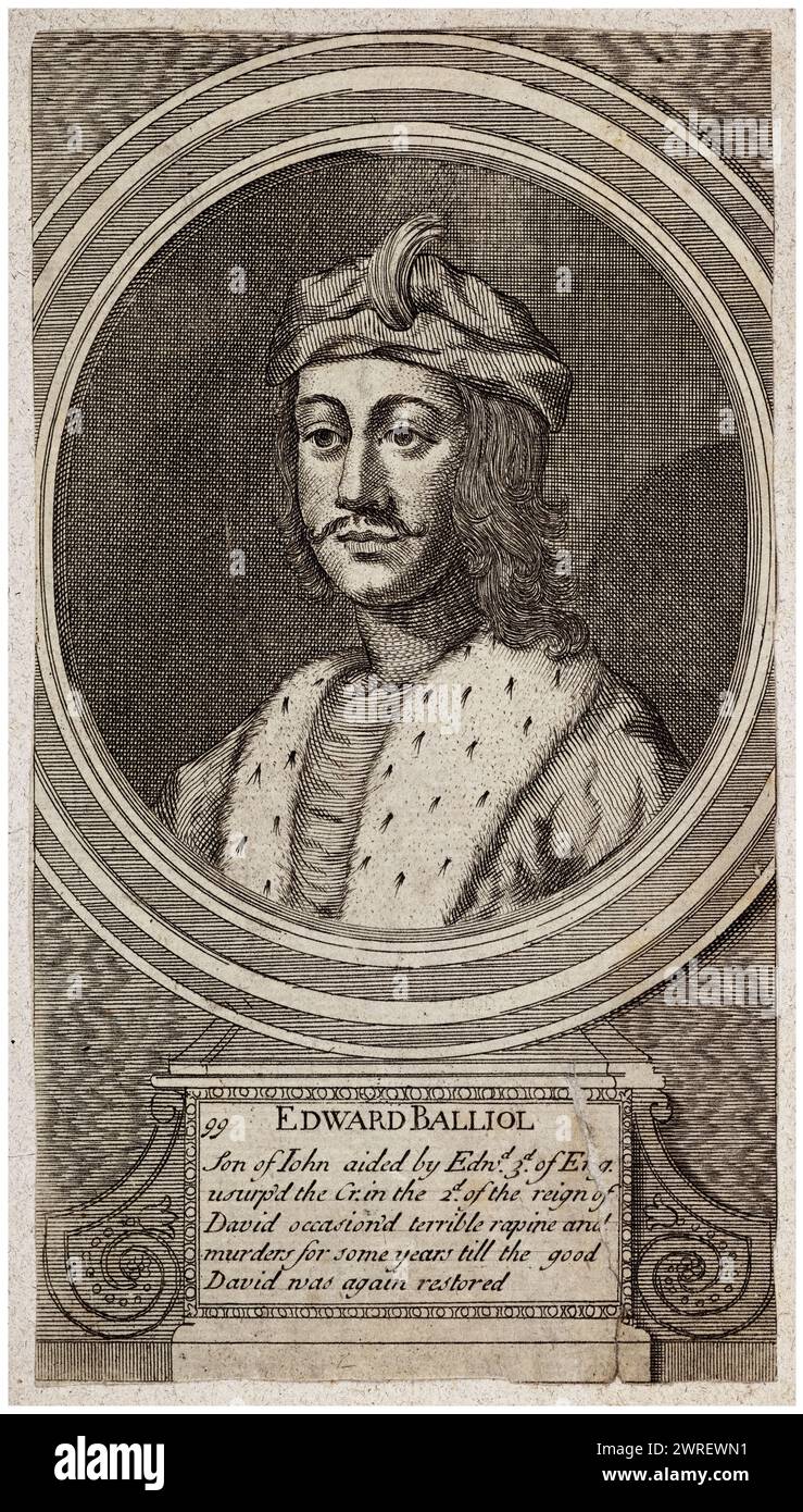 Edward Balliol (circa 1283-1364), conteso pretendente al trono scozzese, re di Scozia (parti) 1332-1356, incisione ritratto, circa 1733-1734 Foto Stock