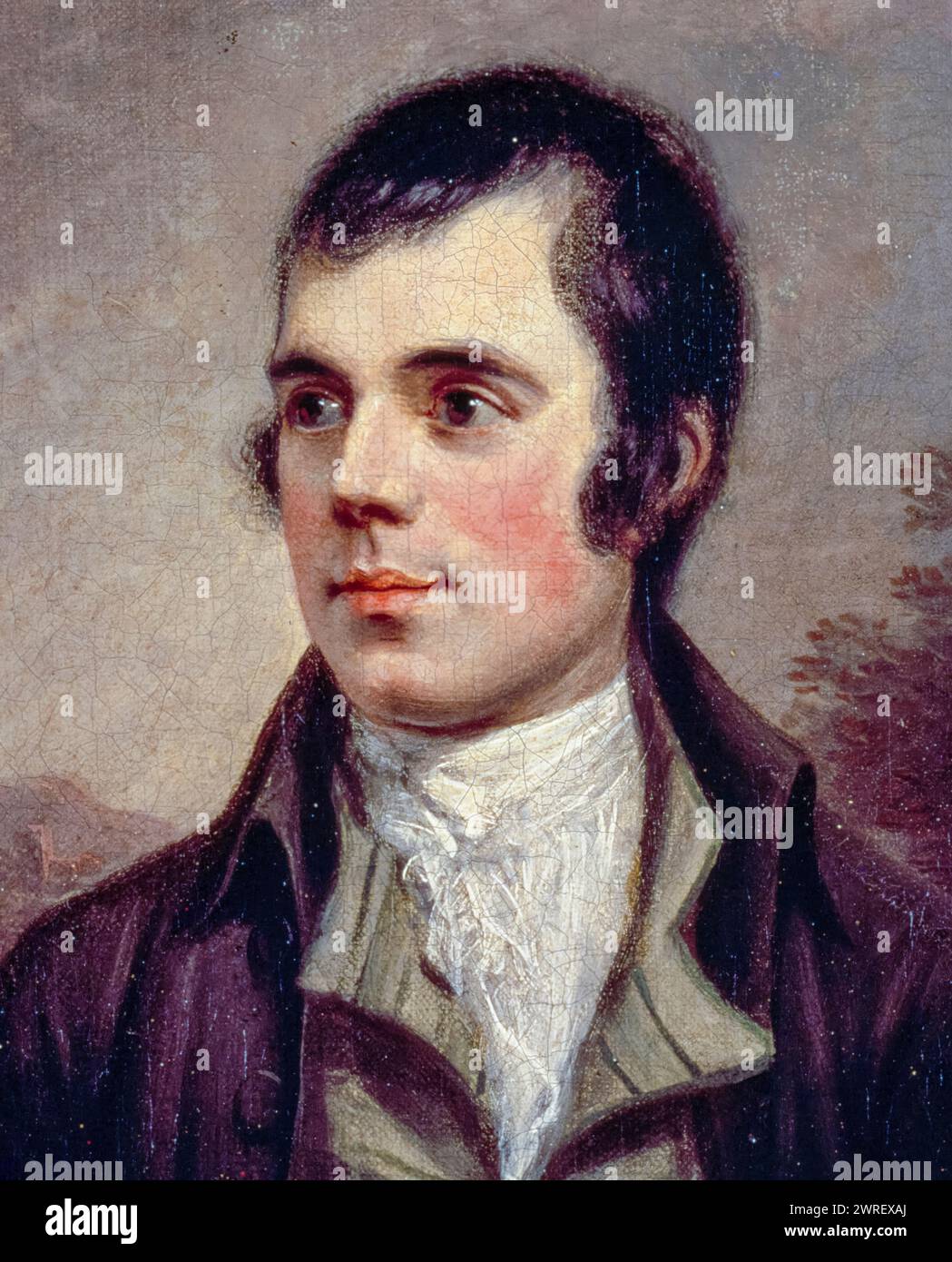 Robert Burns (1759-1796), poeta scozzese e paroliere, ritratto a olio su tela di Alexander Nasmyth, 1787 Foto Stock