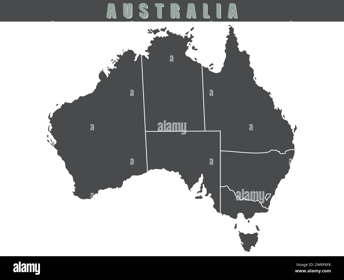 Mappa Australia con colore grigio stati. Illustrazione vettoriale. Illustrazione Vettoriale