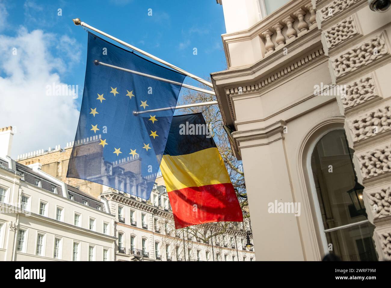 LONDRA - 19 FEBBRAIO 2024: Ambasciata del Belgio a Grosvenor Crescent, Belgravia Foto Stock
