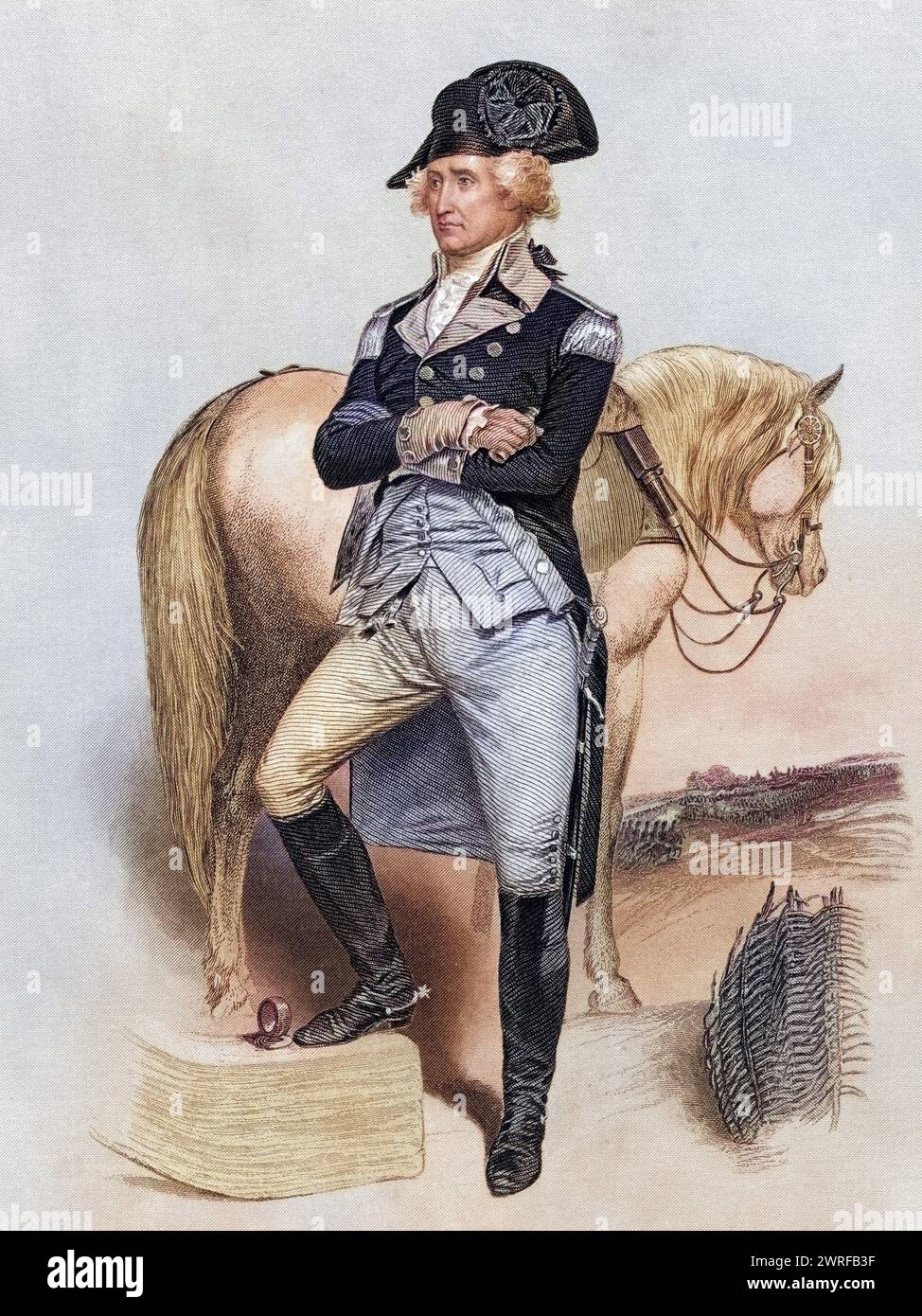 George Washington 1732 bis 1799 nel 1775 Nach Alonzo Chappel aus Life and Times of Washington volume 1 veröffentlicht 1857 / George Washington 1732 to 1799 nel 1775 dopo Alonzo Chappel from Life and Times of Washington volume 1 pubblicato nel 1857, Historisch, Digital restaurierte Reproduktion von einer Vorlage aus dem 19. Jahrhundert, data di registrazione non indicata, Foto Stock