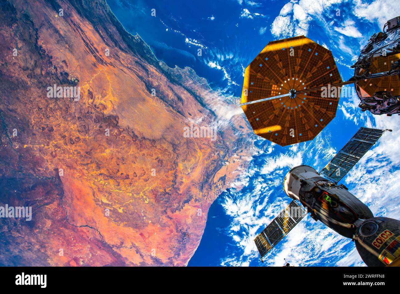 La costa del Sudafrica è vicina a città del Capo. Miglioramento digitale di un'immagine da parte della NASA Foto Stock