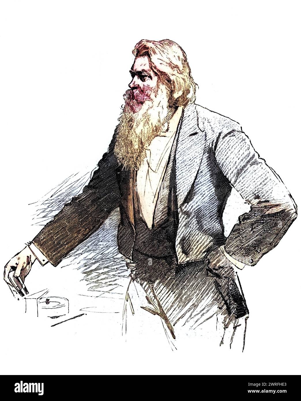 Joseph Wilson Swan (1828-1914) Britischer Physiker und Chemiker. Fotografie (Bromidpapier): Glühende Glühbirne. Hier eine conversazione der Royal Society vom 8. Mai 1889, in der gezeigt wird, dass ein mit einer Drahtspule umwickelter Metallring im Magnetfeld der Erde rotiert, wenn ein kleiner Strom angelegt wird / Joseph Wilson Swan (1828-1914) fisico e chimico britannico. Fotografia (carta bromuro): Lampadina a incandescenza. Qui a Royal Society Conversazione, 8 maggio 1889, dimostrando che l'anello metallico avvolto con bobina di filo ruota nel campo magnetico terrestre quando viene applicata una piccola corrente. IT Foto Stock