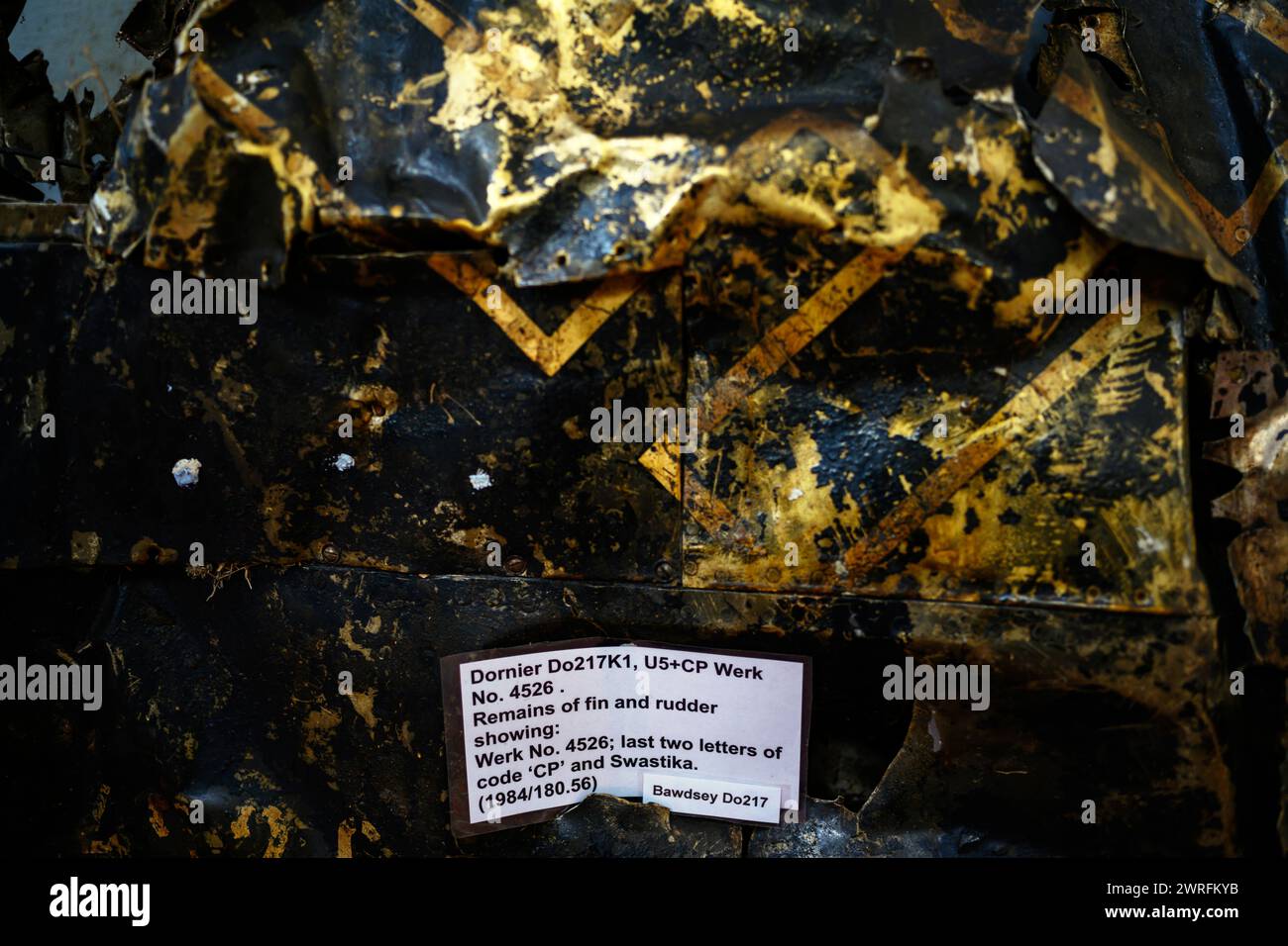 Resti del bombardiere tedesco Dornier Do217 Norfolk e del museo dell'aviazione Suffolk Foto Stock