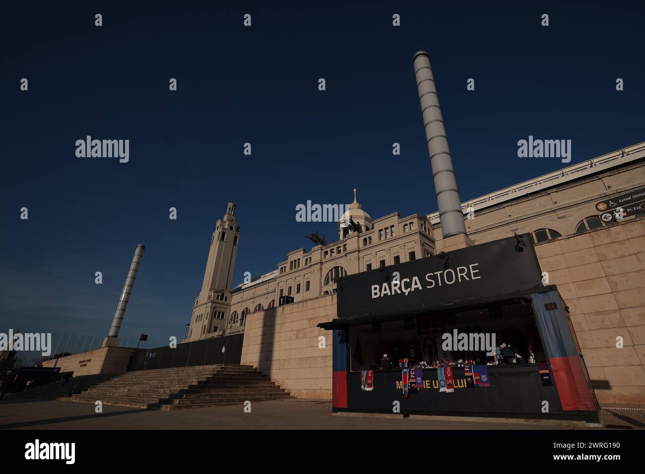 Barcellona, Spagna. 12 marzo 2024. Una visione generale prima della partita di UEFA Champions League all'Estadi Olimpic Lluis Companys, Barcellona. Il credito per immagini dovrebbe essere: Jonathan Moscrop/Sportimage Credit: Sportimage Ltd/Alamy Live News Foto Stock