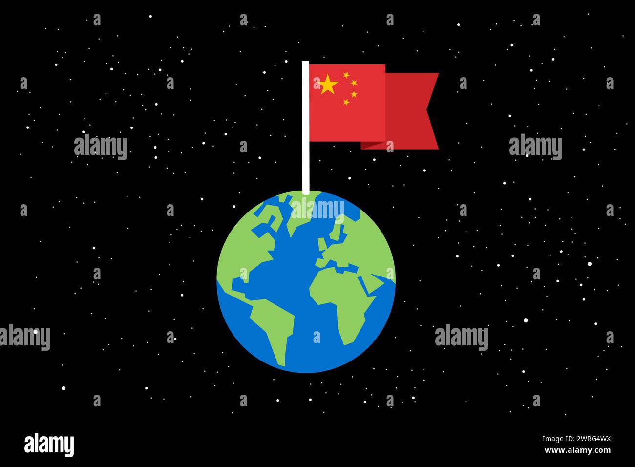 La Cina come superpotenza dominante e globale, egemonia e governante sul pianeta Terra e il mondo. Dominanza cinese, dominazione, supremazia, ascesa. P Foto Stock