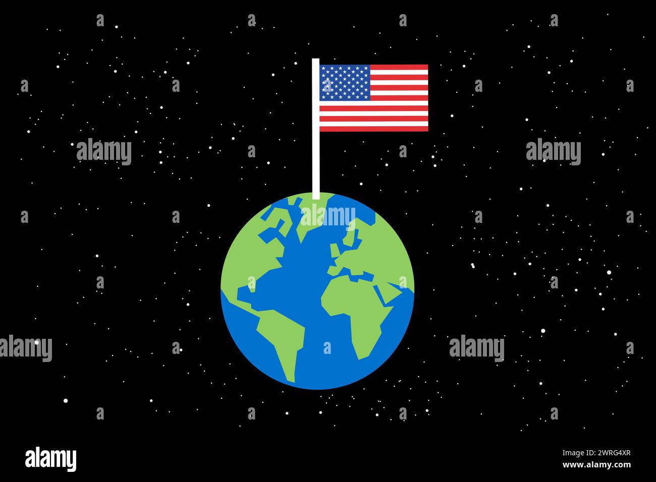 USA come superpotenza dominante e globale, egemonia e sovrano sul pianeta Terra e il mondo. Dominanza americana, dominazione, supremazia, ascesa. PL Foto Stock