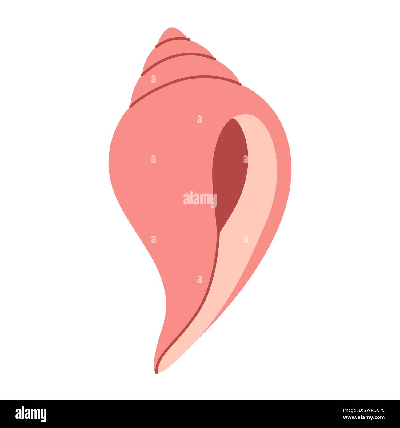 Seashell disegnato a mano. Conchiglia a forma di cartoni animati isolata su sfondo bianco. Illustrazione vettoriale Illustrazione Vettoriale