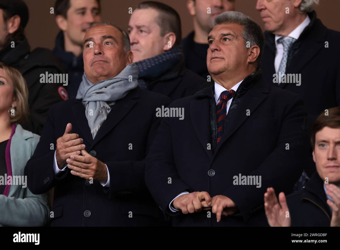 Barcellona, Spagna. 12 marzo 2024. Joan Laporta prima della partita di UEFA Champions League all'Estadi Olimpic Lluis Companys, Barcellona. Il credito per immagini dovrebbe essere: Jonathan Moscrop/Sportimage Credit: Sportimage Ltd/Alamy Live News Foto Stock