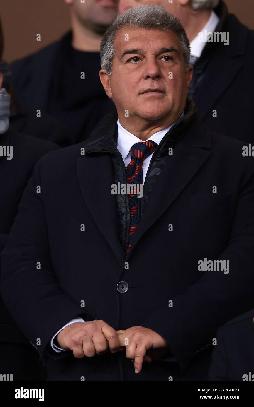 Barcellona, Spagna. 12 marzo 2024. Joan Laporta prima della partita di UEFA Champions League all'Estadi Olimpic Lluis Companys, Barcellona. Il credito per immagini dovrebbe essere: Jonathan Moscrop/Sportimage Credit: Sportimage Ltd/Alamy Live News Foto Stock