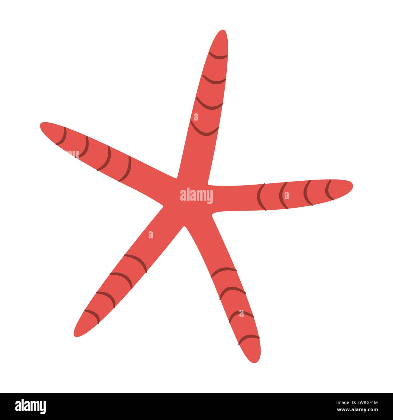 Conchiglia a forma di stella marina disegnata a mano in stile cartoncino isolata su sfondo bianco. Illustrazione vettoriale Illustrazione Vettoriale