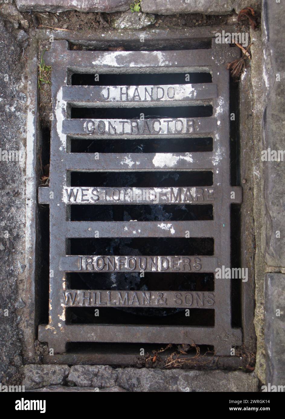 Drenaggio delle tempeste a Weston-super-Mare. Foto Stock