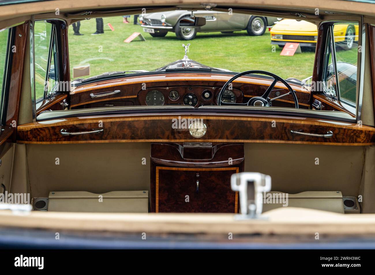 Interni classici Rolls Royce al London Concours Classic Car Show Foto Stock