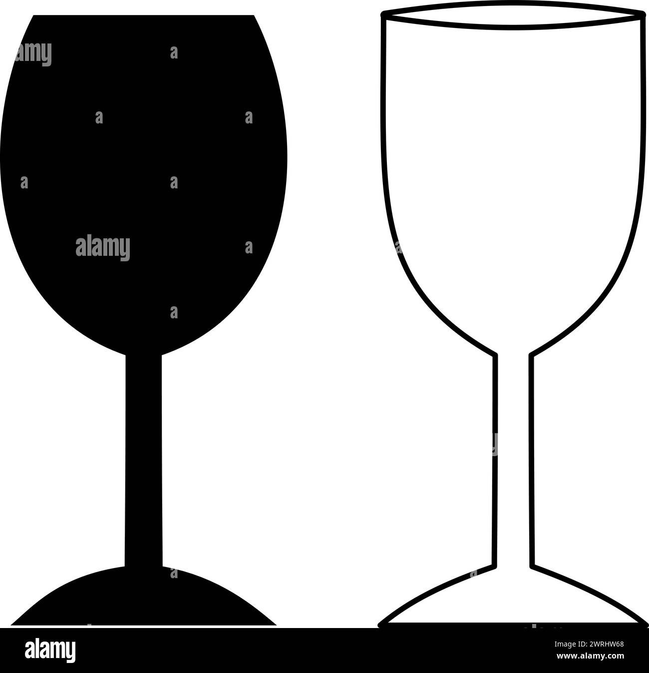 Icone piatte e di linea come bicchieri da champagne Illustrazione Vettoriale