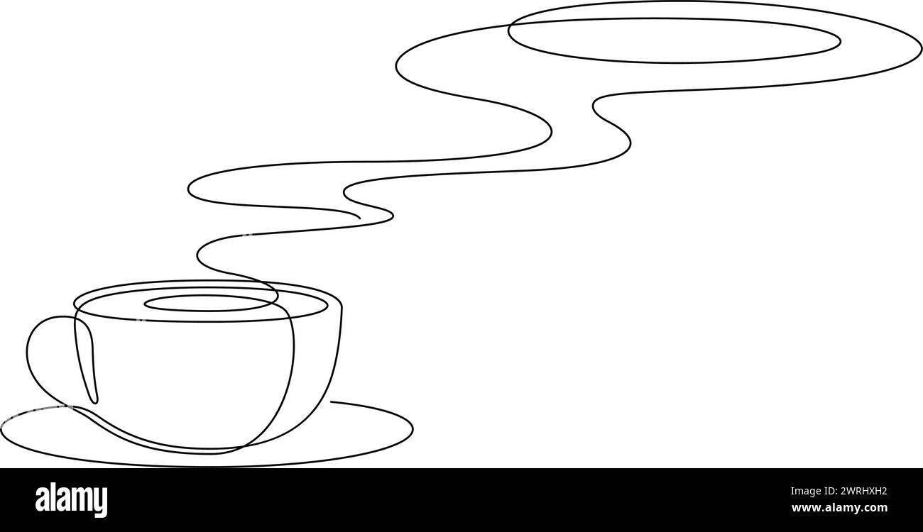 illustrazione vettoriale decorativa minimalista con linee di vapore caldo della tazza da caffè Illustrazione Vettoriale
