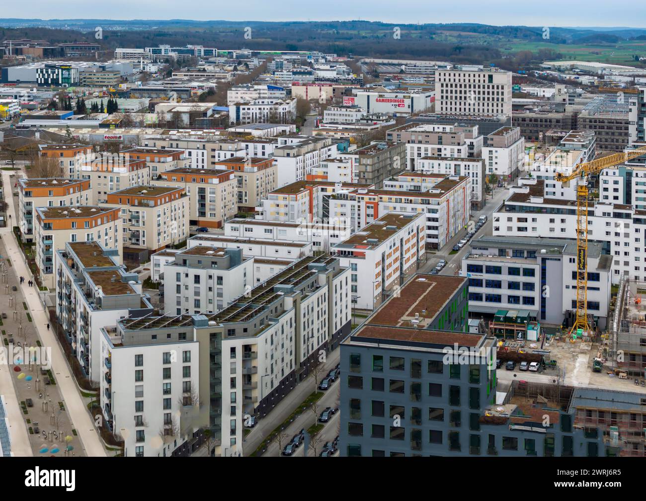Flugfeld Boeblingen Sindelfingen, progetto intermunicipale congiunto tra le due città per sviluppare il nuovo distretto di Flugfeld per le aree residenziali e Foto Stock