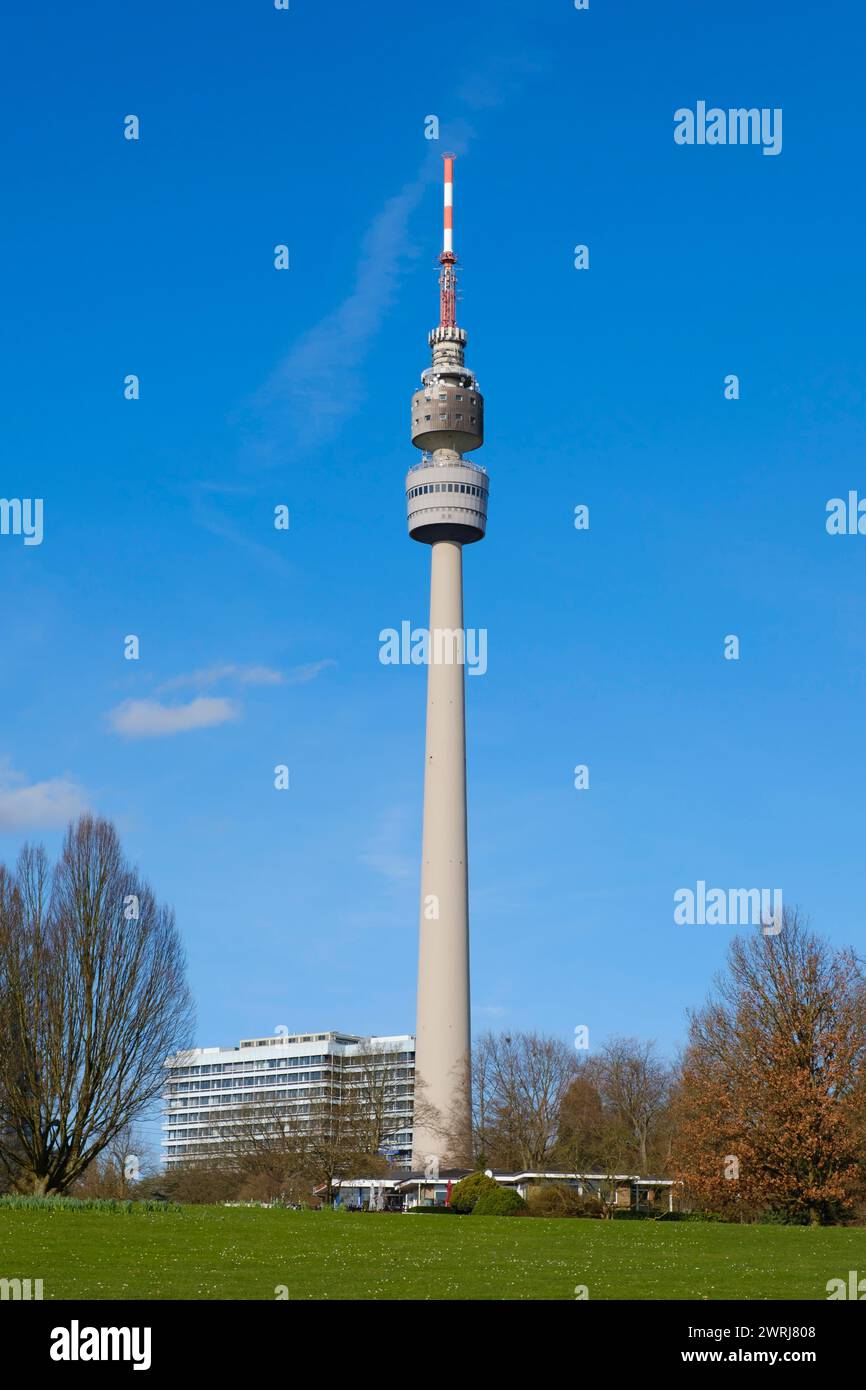 Florianturm, torre della televisione e torre di osservazione, Dortmund, regione della Ruhr, Renania settentrionale-Vestfalia, Germania Foto Stock