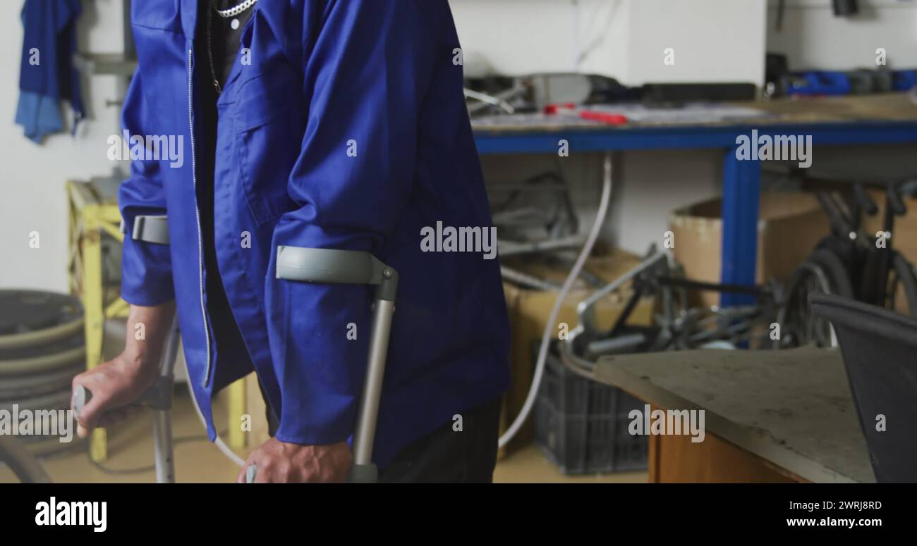 Immagine di macchie su un lavoratore afroamericano disabile Foto Stock