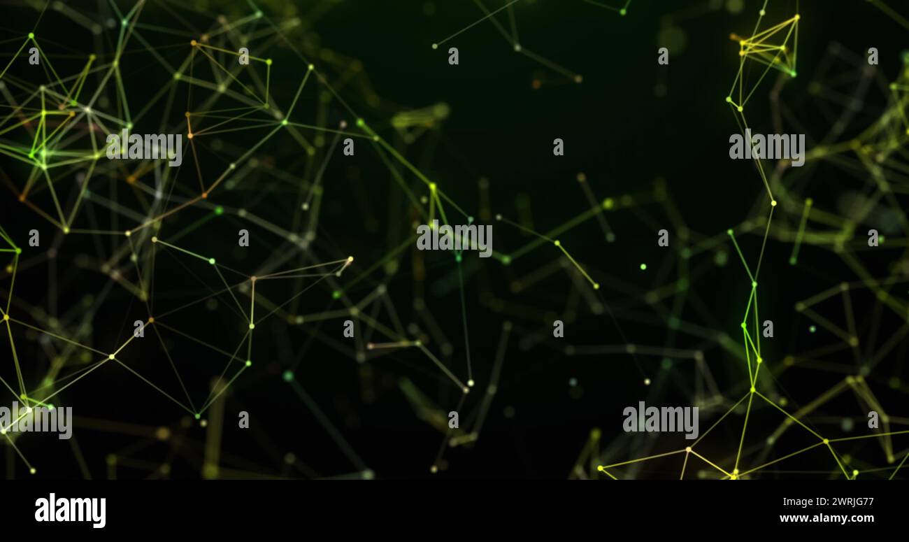 Una rete di linee e punti collegati su sfondo scuro Foto Stock