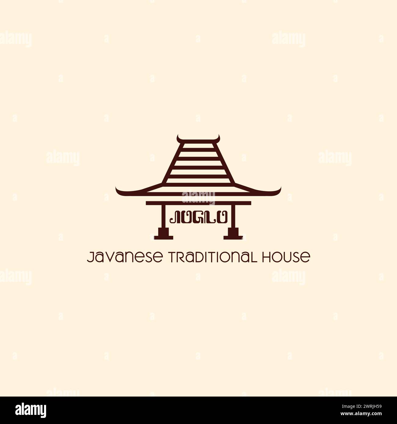 Illustrazione della casa di Joglo, casa tradizionale del centro di Giava, Indonesia Illustrazione Vettoriale
