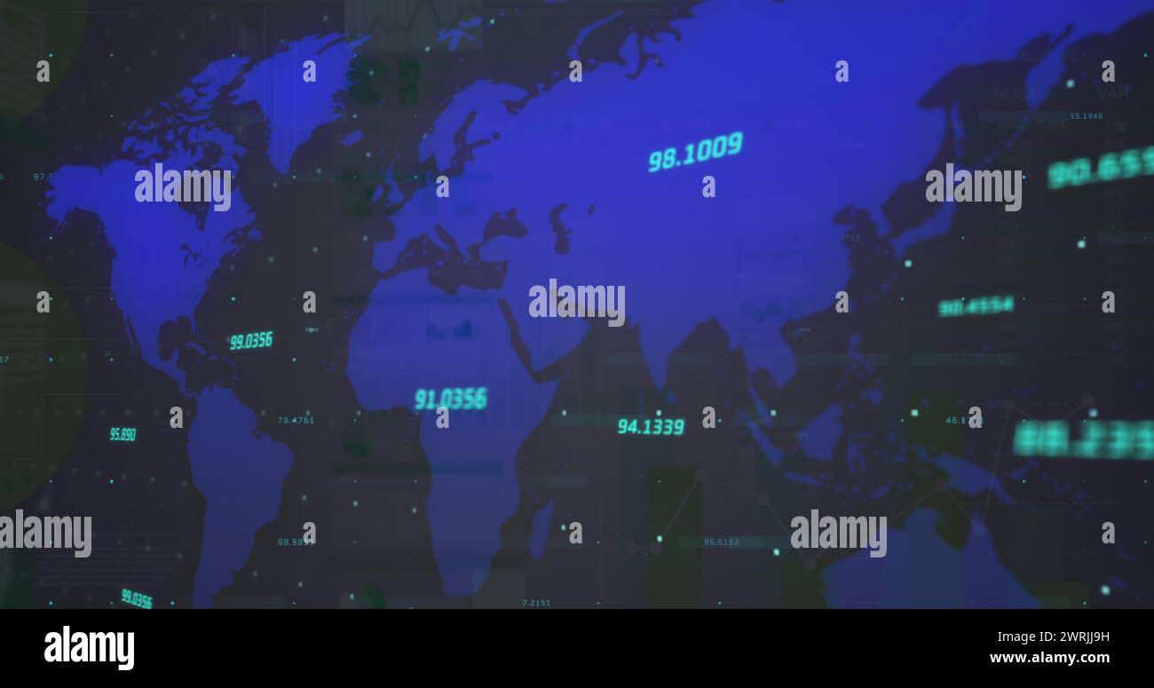 Immagine dell'elaborazione dei dati finanziari su sfondo nero Foto Stock