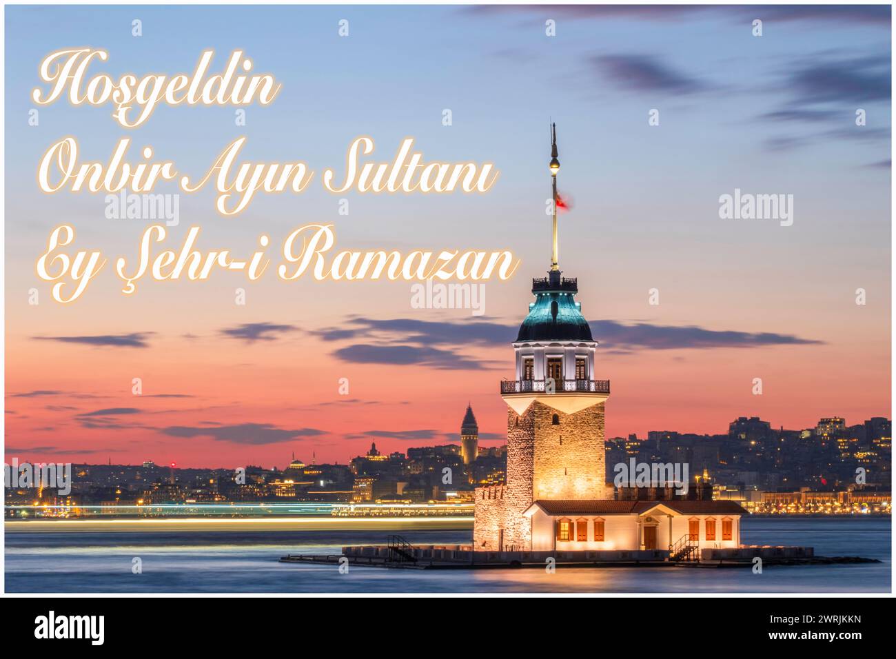 Benvenuti con vista sulla città di Istanbul a tema Ramadan Foto Stock