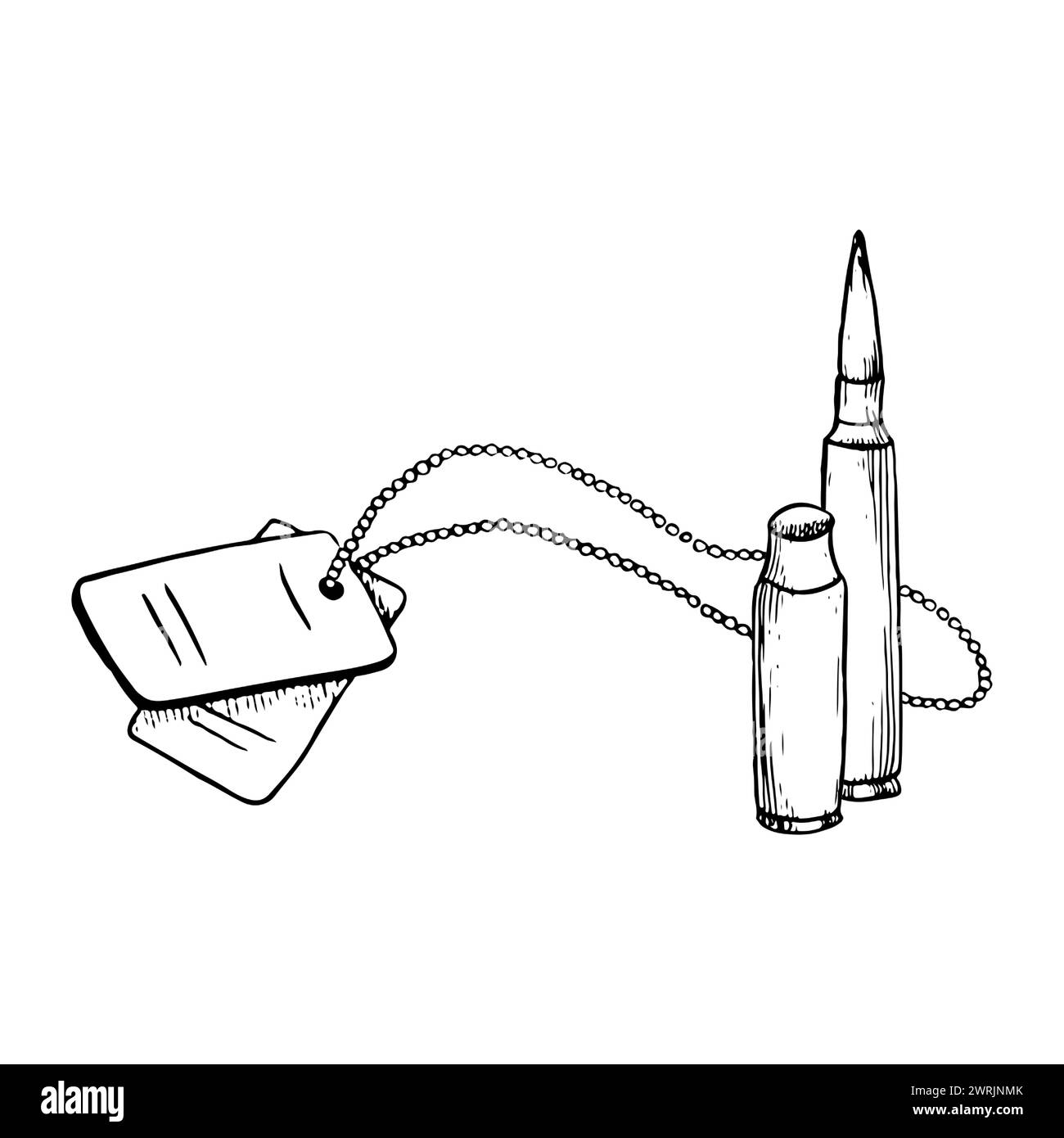 Proiettile, colletto con i distintivi dei numeri personali dei soldati Illustrazione Vettoriale