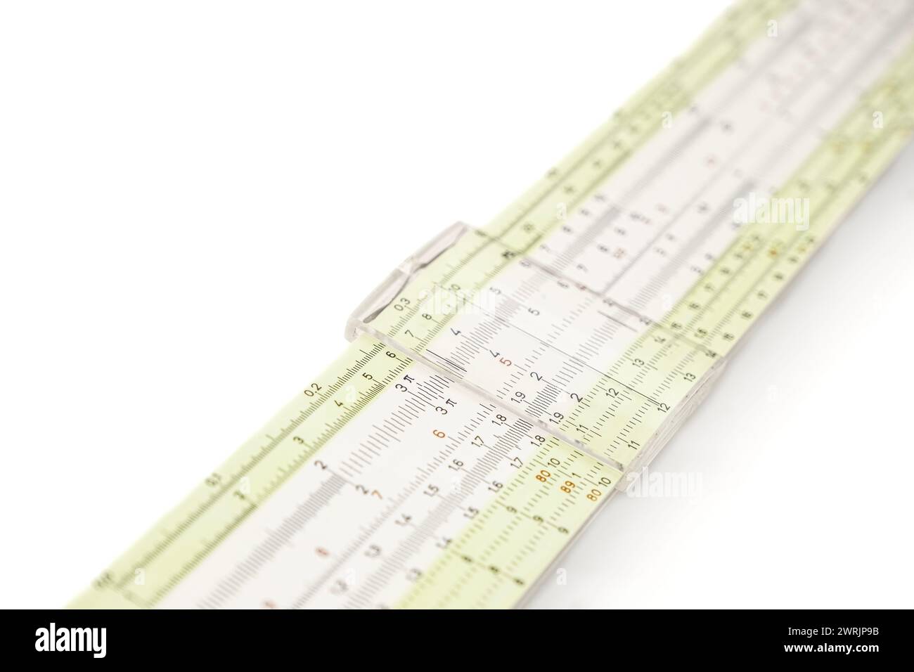 Vecchia diapositiva regola slipstick computer analogico per la matematica calcululs Foto Stock