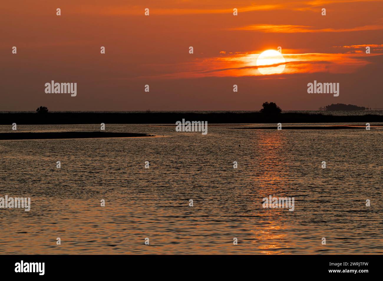 Una vista panoramica del tramonto sul Golfo del Messico Foto Stock