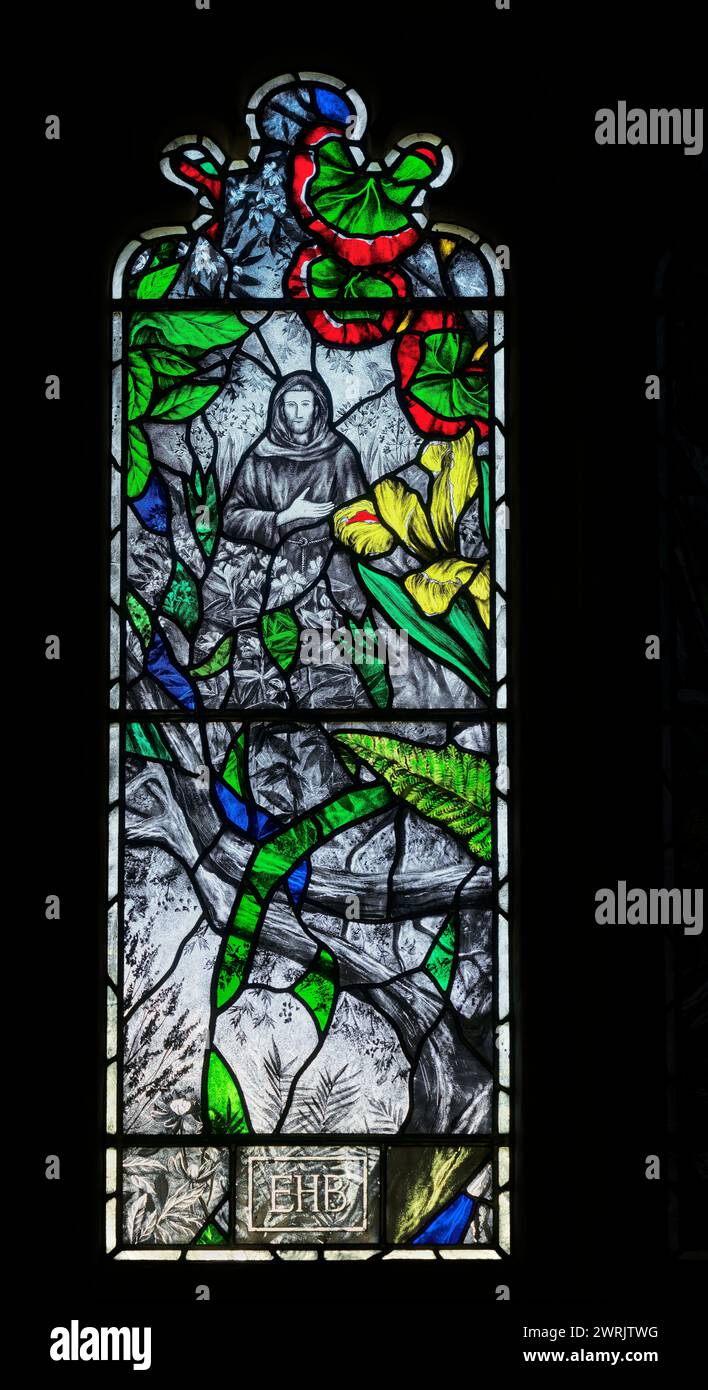 St Francis and Nature, illustrazione alla Christ Church College Cathedral, Università di Oxford, Inghilterra. Foto Stock