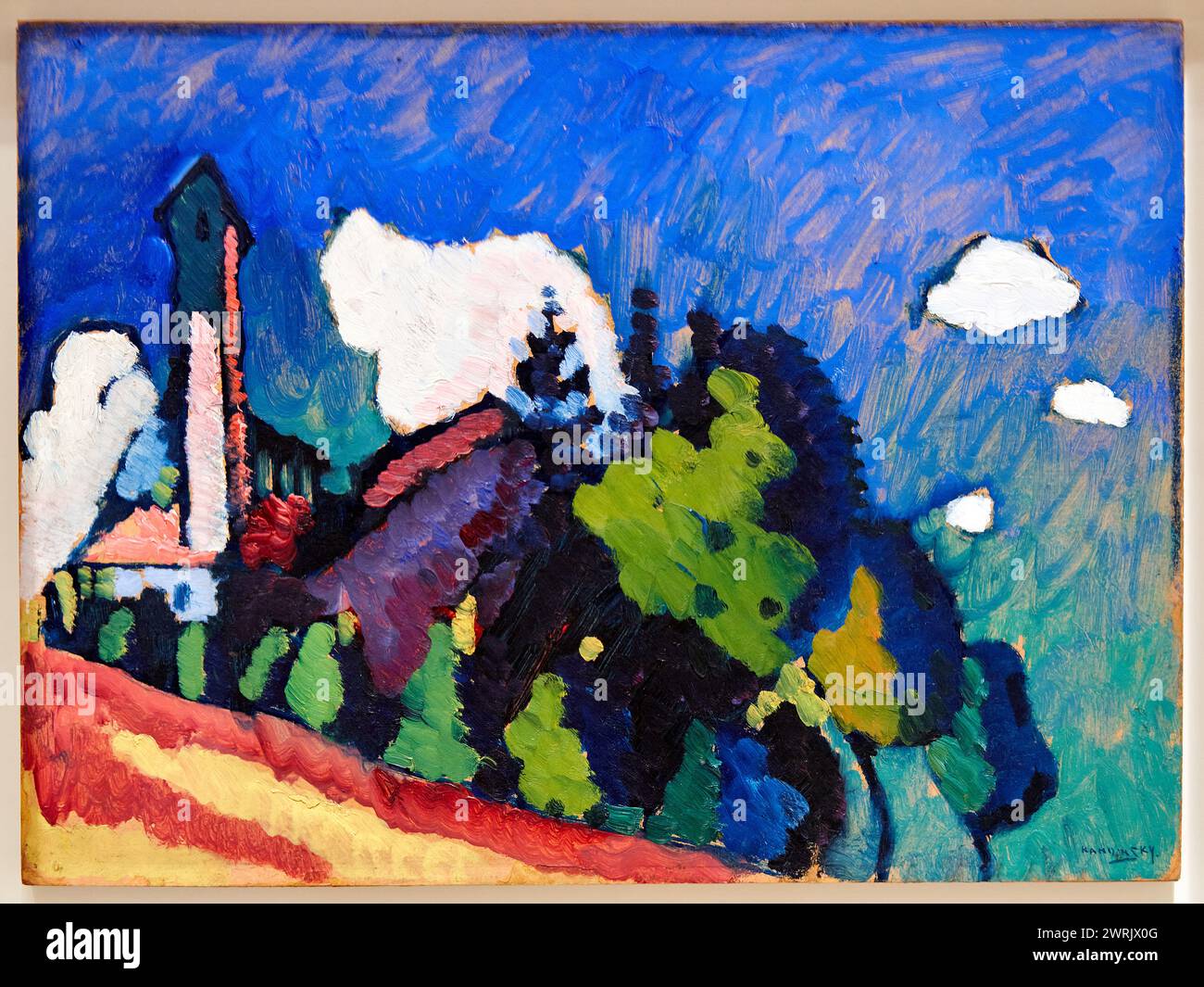 “Study for Landscape with Tower (Studie für Landschaft mit Turm)”, 1908, Vasily Kandinsky (B. 1866, Mosca; d. 1944, Neuilly-sur-Seine, Francia), museo Foto Stock