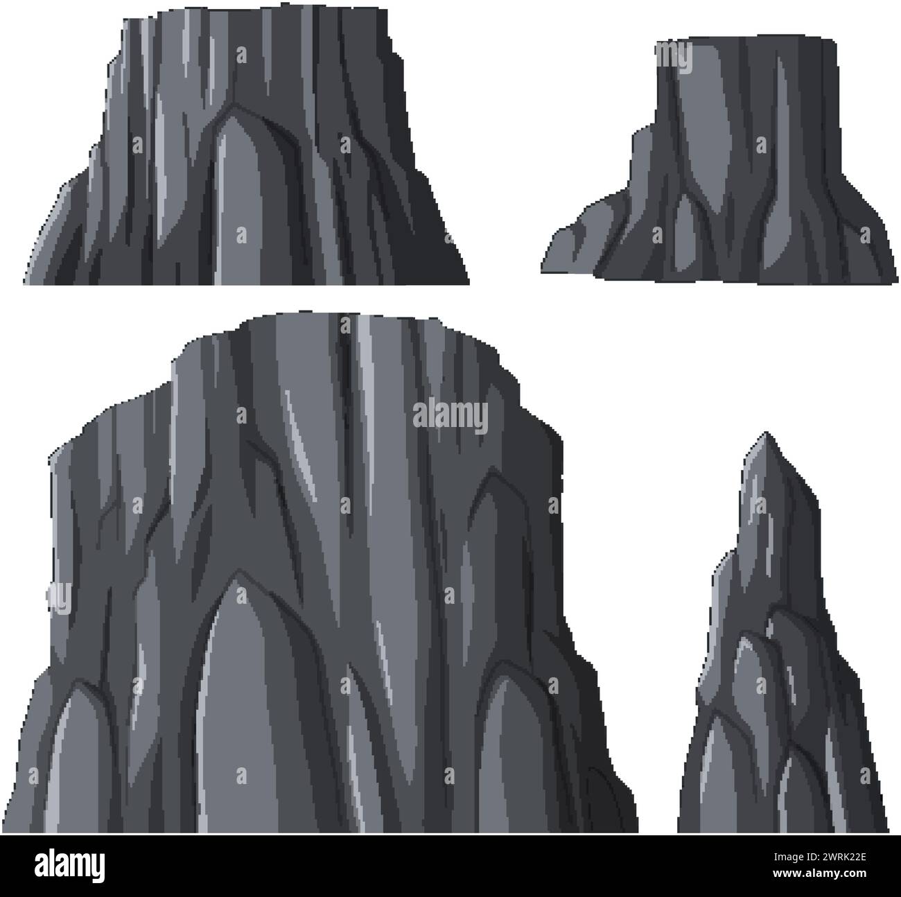 Quattro stili distinti di rocce illustrate. Illustrazione Vettoriale