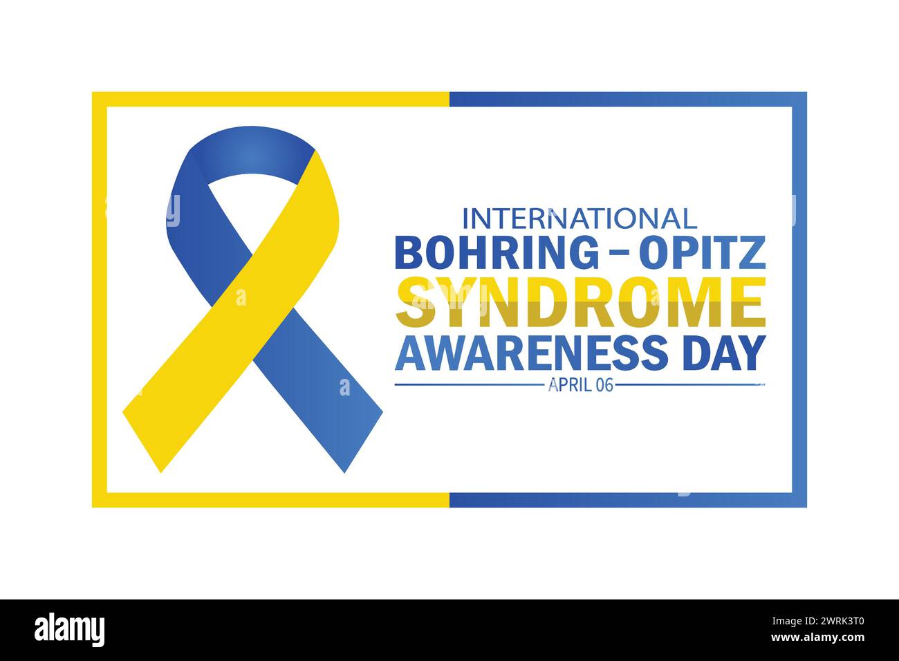Giornata internazionale di sensibilizzazione sulla sindrome di Bohring Opitz. Aprile 2006. Adatto per biglietti d'auguri, poster e striscioni. Illustrazione Vettoriale