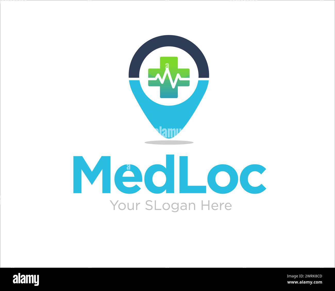 disegni del logo della mappa medica per la ricerca online posizione sanitaria Illustrazione Vettoriale