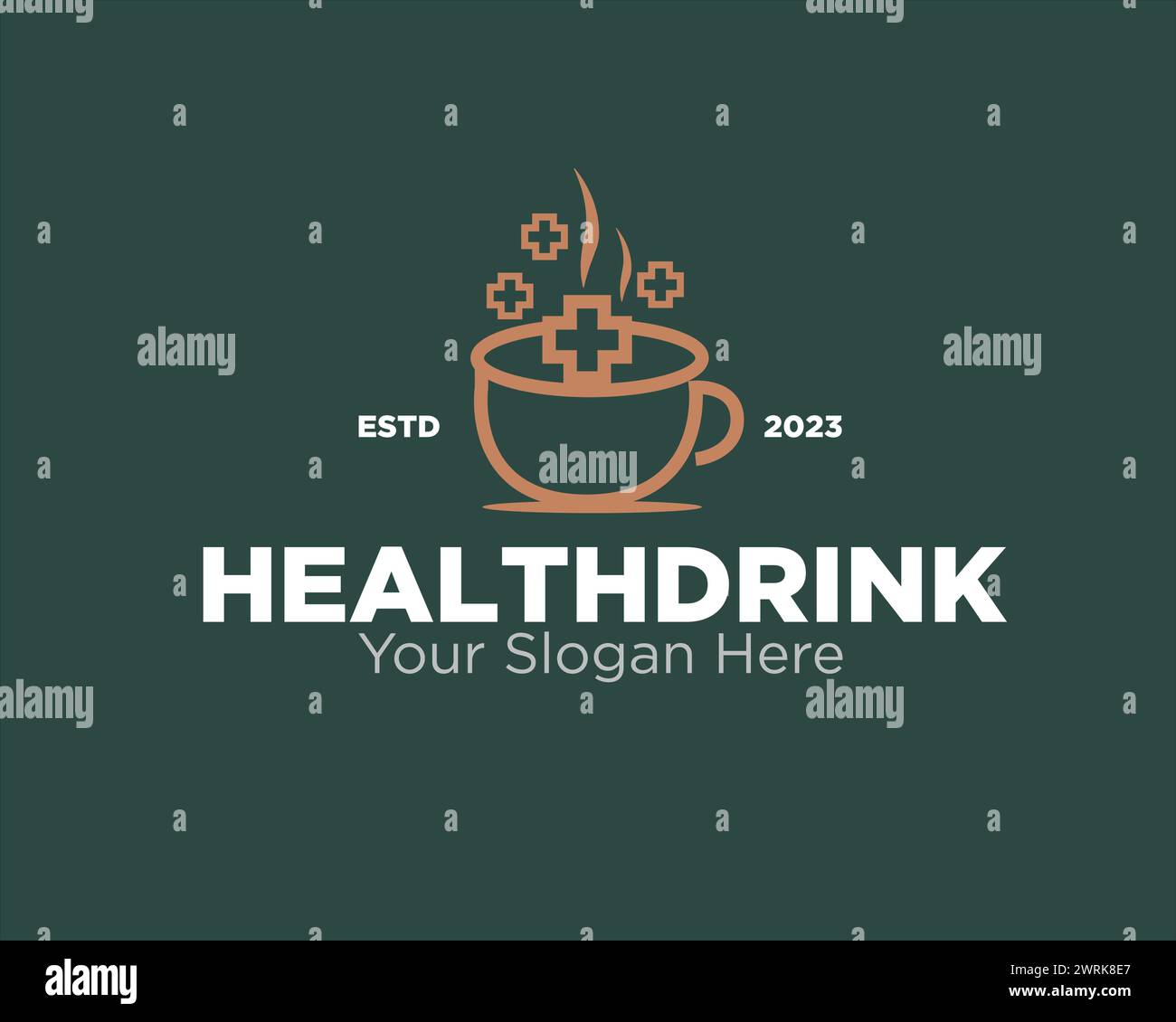 design logo salute bevanda caffè per logo nutrizione Illustrazione Vettoriale