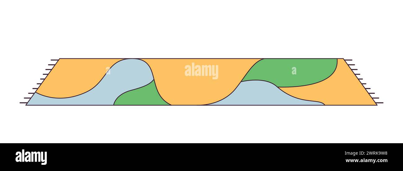 Tappeto morbido oggetto cartoni animati lineare 2D. Illustrazione Vettoriale